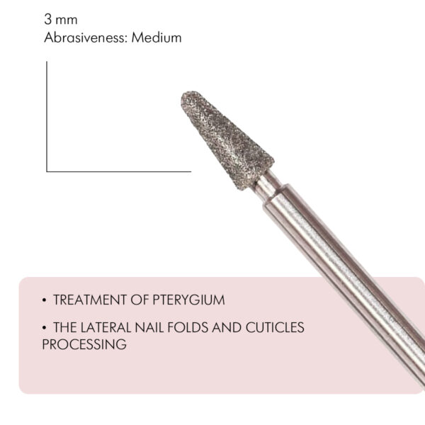 E.Mi Rounded cone-shaped diamond coated rotary file, 3 mm, medium abrasiveness