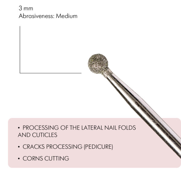 E.Mi Ball-Shaped Diamond Coated Rotary File, 3 mm, Medium abrasiveness