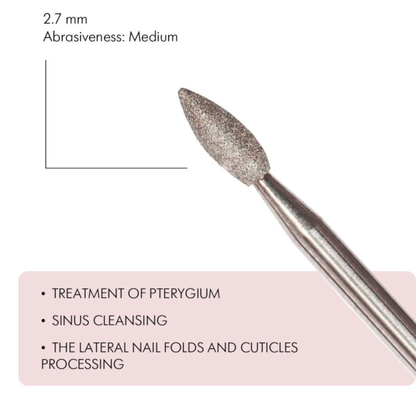 E.Mi Drop-shaped diamond coated rotary file 2,7 mm, Medium abrasiveness