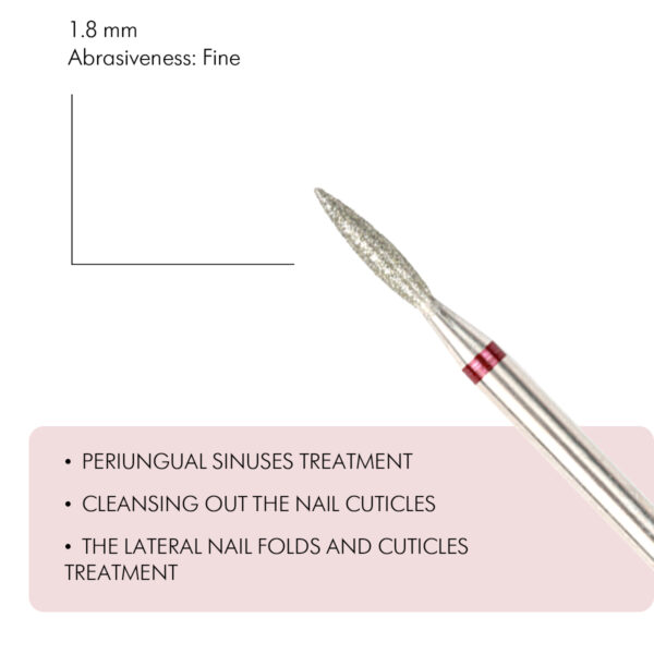 E.Mi Flame-shaped Diamond Coated Rotary File, 1.8 mm, Fine abrasiveness